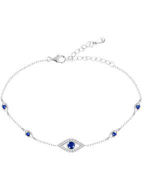 Sterling Silver Evil Eye Bracelet for Women | Protection Charm Jewelry Gift